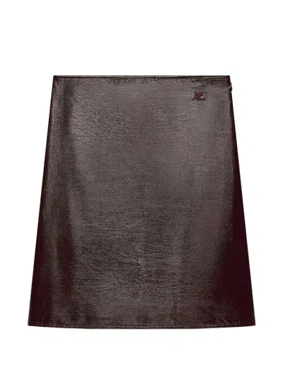 Courrèges Courregès Vinyl Skirt In Burgundy