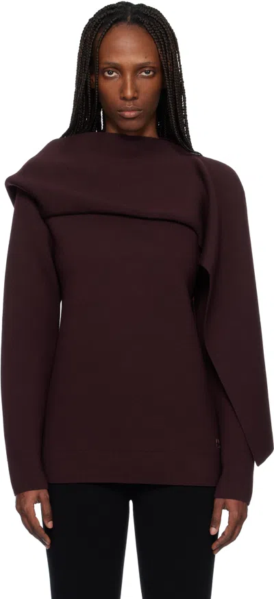 Courrèges Burgundy Scarf Oversized Wool Sweater