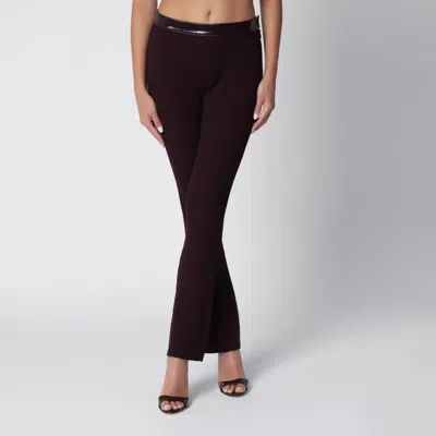 Courrèges Burgundy Straight-leg Trousers In Ribbed Knit