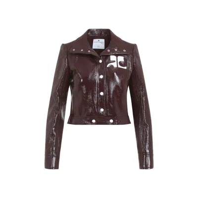 COURRÈGES BURGUNDY VINYL JACKET WITH LOGO