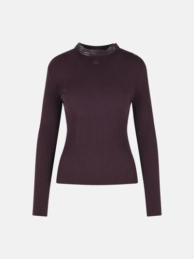 Courrèges Burgundy Viscose Blend Sweater In Bordeaux