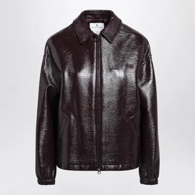 Courrèges Burnt Red Vinyl Bomber Jacket In Burgundy