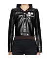 Courrèges Logo-print Faux-leather Cropped Jacket In Black