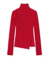 Courrèges Button-embellished Ribbed Turtleneck Sweater In Red