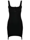 Courrèges Button-placket Ribbed Minidress In Black