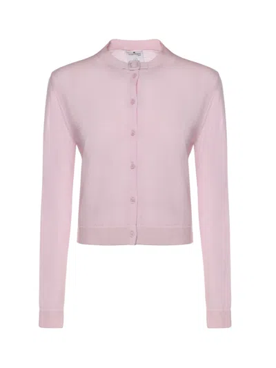 Courrèges Button-up Crewneck Cardigan In Pink