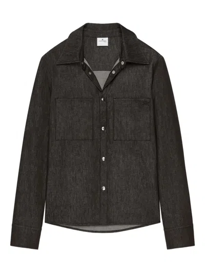 Courrèges Button-up Utility Overshirt In Black