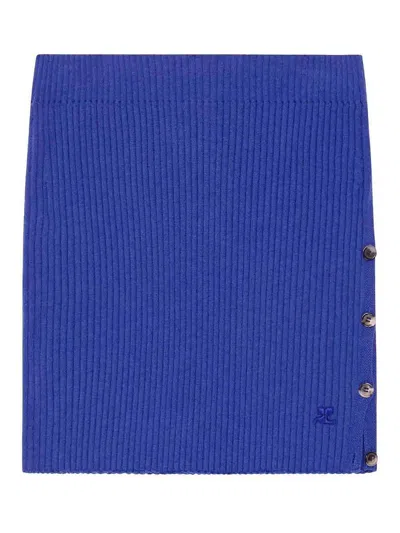 COURRÈGES BUTTONED LIGHT RIB MINI SKIRT