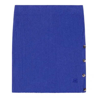 COURRÈGES BUTTONED LIGHT RIB MINI SKIRT