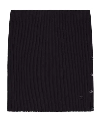 COURRÈGES COURRÈGES BUTTONED LIGHT RIBBED MINI SKIRT