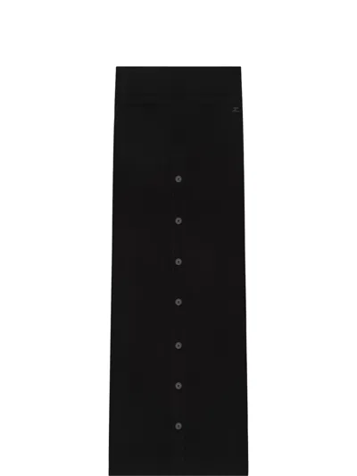 Courrèges Buttoned Long Skirt In Black
