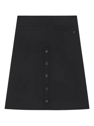 Courrèges Buttoned Midi Skirt In Black