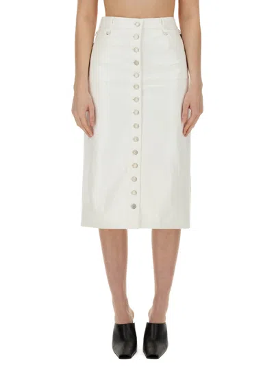 Courrèges Button-detailed Skirt In White