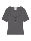 Courrèges Buttoned Ribbed T-shirt In Multi