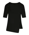 Courrèges Asymmetric Hem Top Featuring Button Detail In Black
