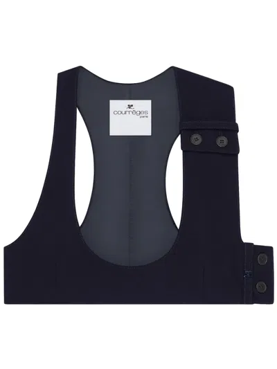 Courrèges Buttoned Tank Top In Blue