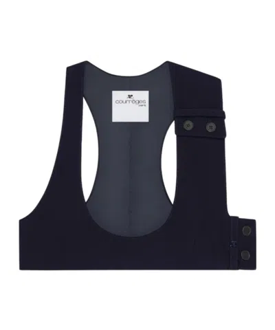 Courrèges Buttoned Tank Top In Navy Blue
