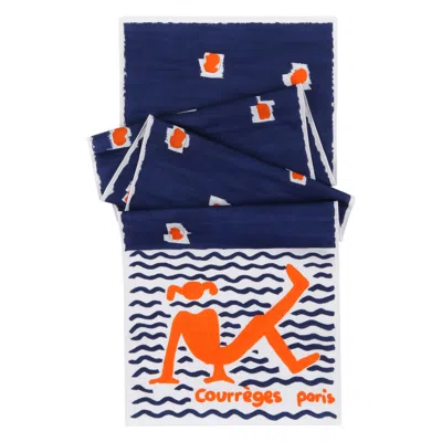 Pre-owned Courrèges Courreges C.1970's Abstract Yoga Beach Girl Poplin Wrap Scarf In Purple