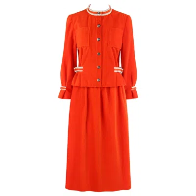 Pre-owned Courrèges Courreges C.1970's Orange Corduroy Button Up Jacket Blazer Skirt Suit Set W/tags