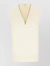 Courrèges Cable Knit Sleeveless V-neck Vest In Neutral