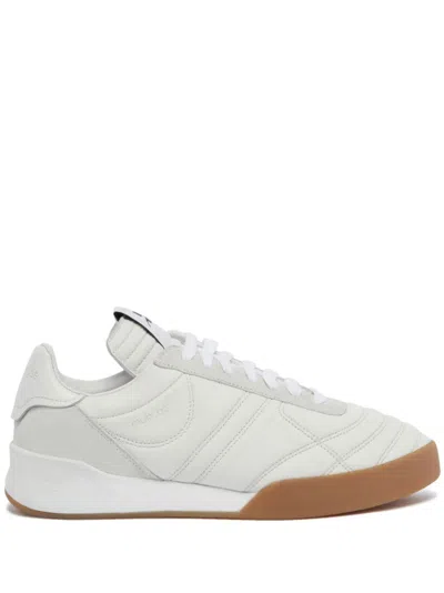 Courrèges Calf Leather Low-top Sneakers In Gray