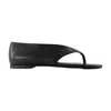 Courrèges Oblique Wedged Leather Sandals In Black