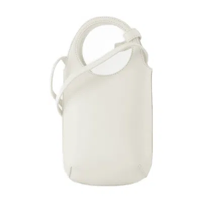 Courrèges Calfskin Leather Bucket Bag In White