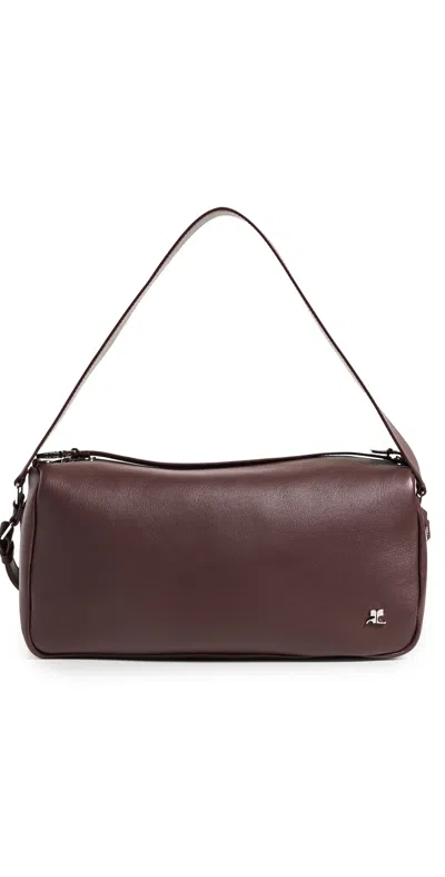 Courrèges Calfskin Medium Three Sixty Shoulder Bag Burgundy