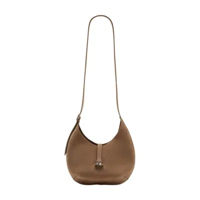 Courrèges Calfskin Shoulder Bag In Beige