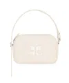 Courrèges Camera Logo-embroidered Leather Shoulder Bag In White