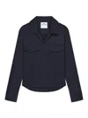 Courrèges Cotton Shirt With Camp Collar And Chest Pockets In Blue