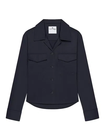 Courrèges Cotton Shirt In Dark Blue