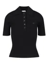 Courrèges Signature Rib Polo Sweater In Black