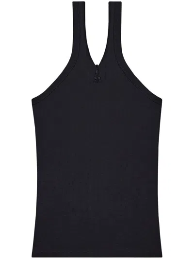 Courrèges Camisole 90s Criss Cross Clothing In Black