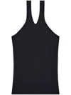 Courrèges Ribbed Tank Top With Zipper On The Neckline In Black