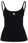 Courrèges Ribbed Spaghetti Strap Top With Elegant Logo Detail And Luxurious Fabric Blend