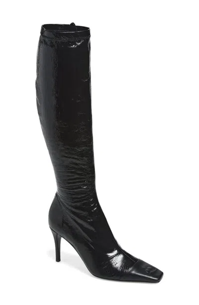Courrèges Cap Toe Vinyl Boot In Black/black