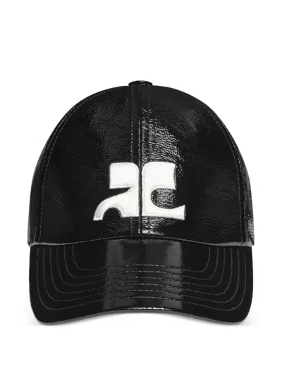 Courrèges Cap With Vinyl Ac Logo In Black