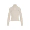 Courrèges Cappuccino Roll Neck Ribbed Jumper In White