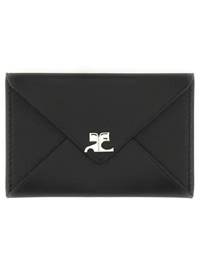 Courrèges Portacarte Con Logo In Black