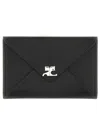 Courrèges Black Ac Stud Grained Leather Card Holder In Black