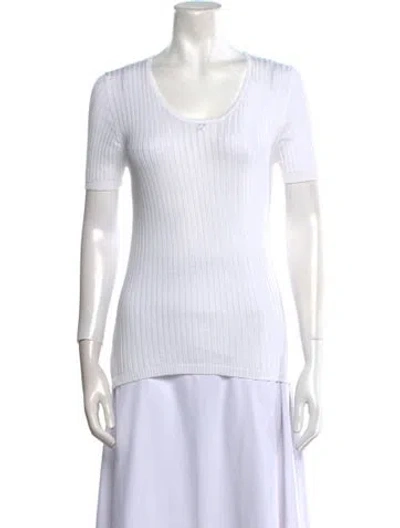 Pre-owned Courrèges Cashmere Scoop Neck T-shirt In White