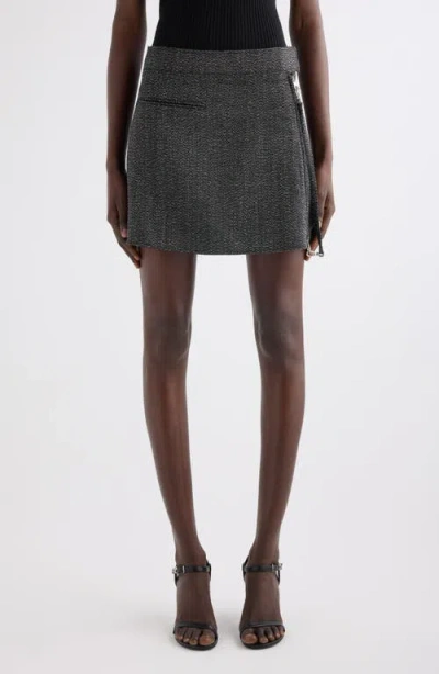 Courrèges Caviar Wool Tweed Miniskirt In Gray