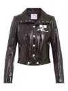 Courrèges Vinyl Blazer With Collared Neck And Long Sleeves In Brown