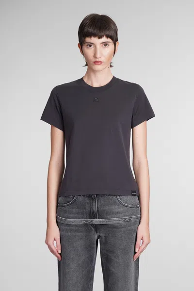 Courrèges Charcoal Cotton T-shirt In Stowasgrey