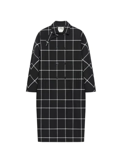 COURRÈGES CHECKED DOUBLE-BREASTED COAT