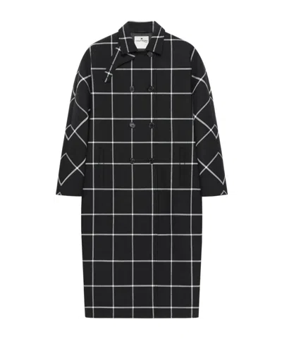 Courrèges Checked Oversized Tailored Coat In Black