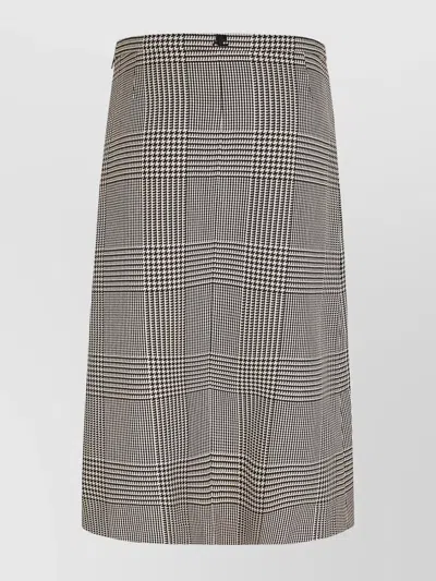 Courrèges Checked Skirt High Waist Front Slit In Gray