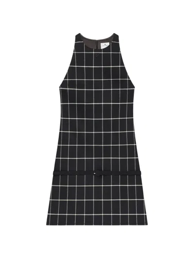 Courrèges Checked-pattern A-line Mini Dress In Black