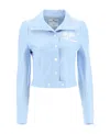 Courrèges Chest Logo-patch Shirt Jacket In Pastel Blue